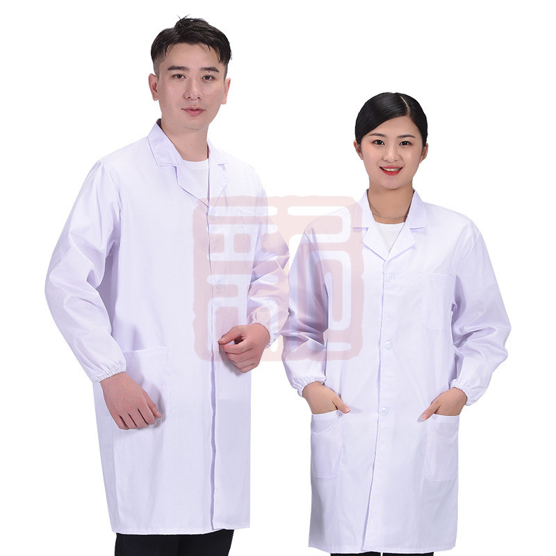 君御 君御 JY-S105定制 全工艺涤棉白大褂 开叉款(松紧袖口）-S