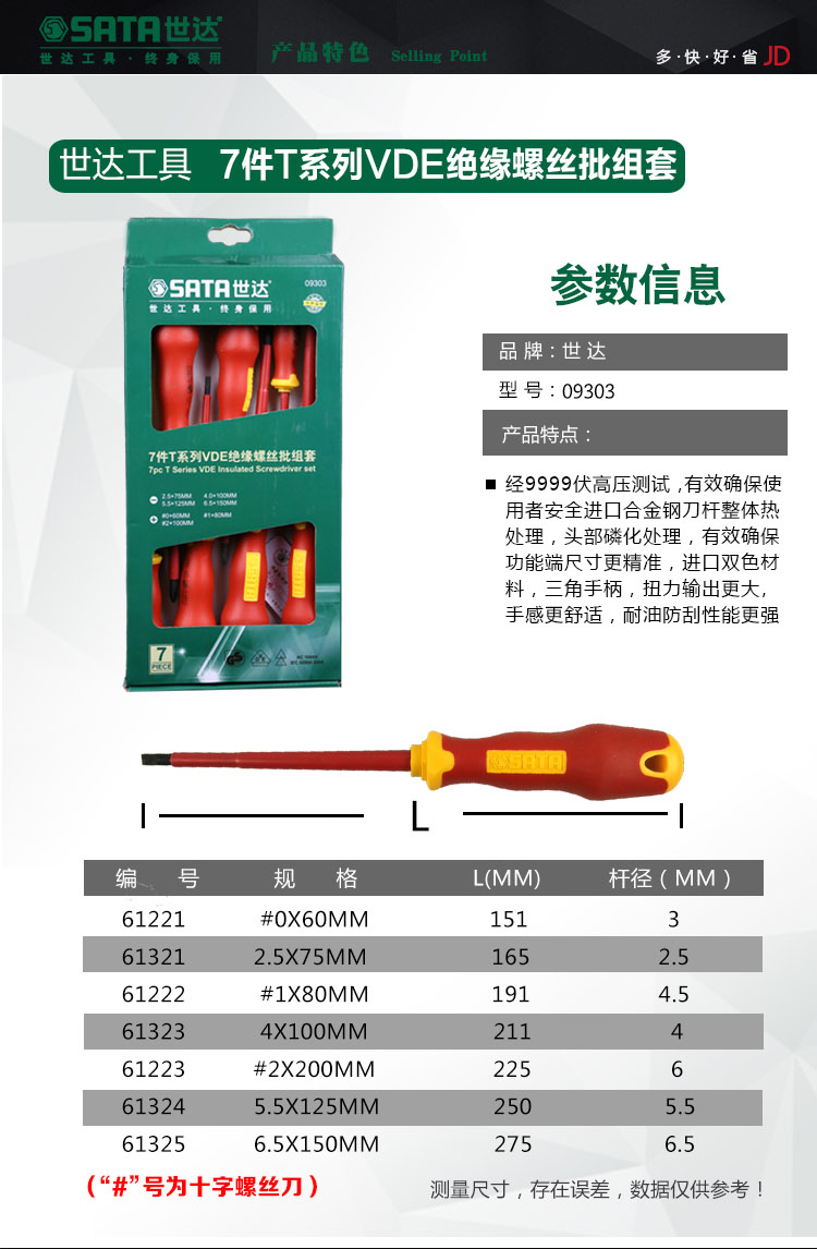 世达工具 09303 绝缘螺丝批组套