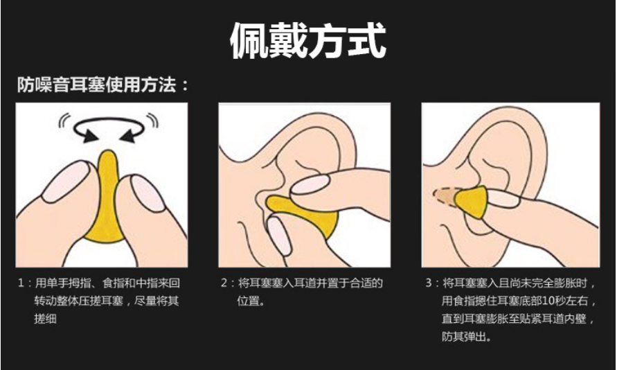 子弹型耳塞戴法