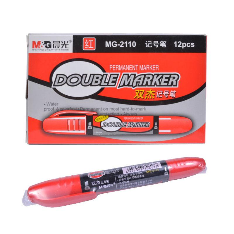 晨光 大双头记号笔，MG-2110 粗头5.0mm，细头2.0mm红色，12支/盒 单位：盒（替代：MWW617）