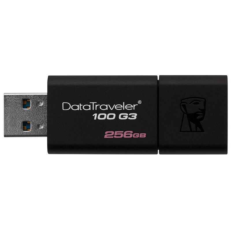 金士顿U盘，256GB USB3.0 U盘 DT100G3 黑色 滑盖设计 时尚便利