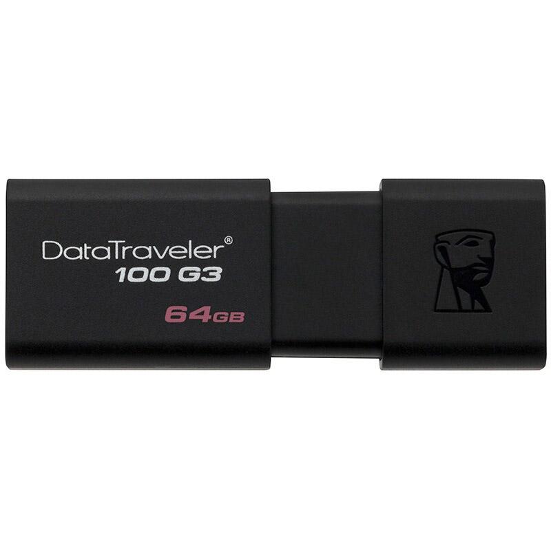 金士顿U盘，64GB USB3.0 U盘 DT100G3 黑色 滑盖设计 时尚便利