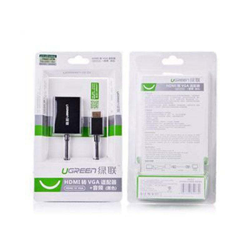 绿联（UGREEN）HDMI转VGA线转接头带音频口 高清视频转换器，电脑连接线电视投影仪适配器 40233