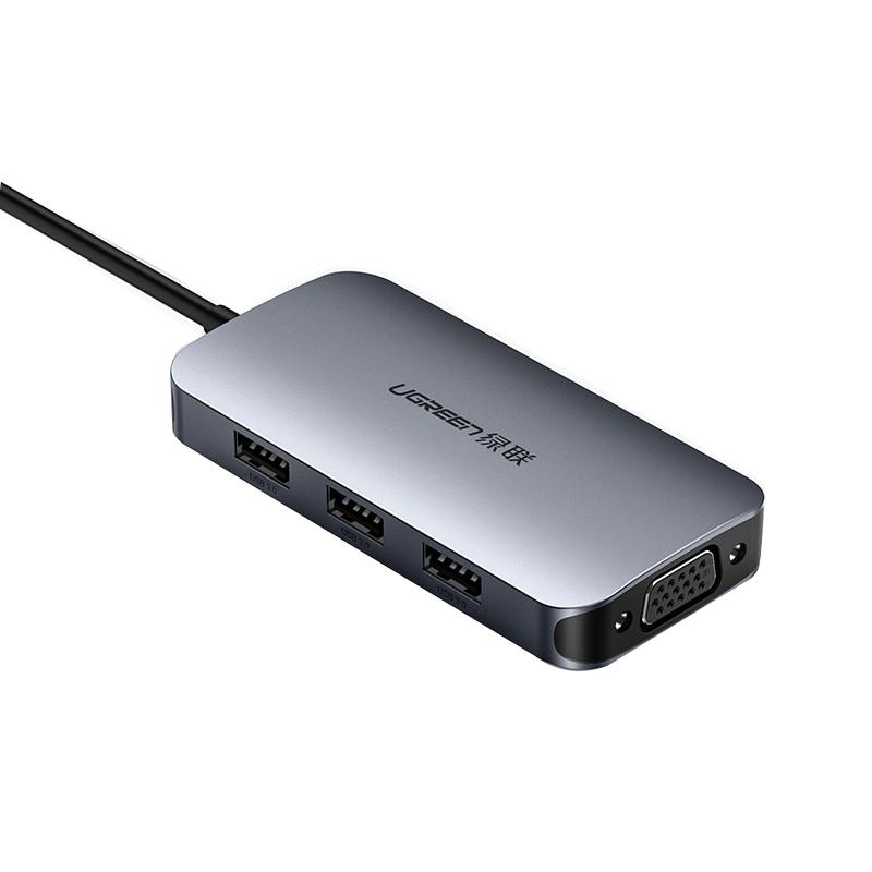 绿联转接器，Type-C多功能转换器 3*USB 3.0 A母 1*VGA CM136（50210）15cm