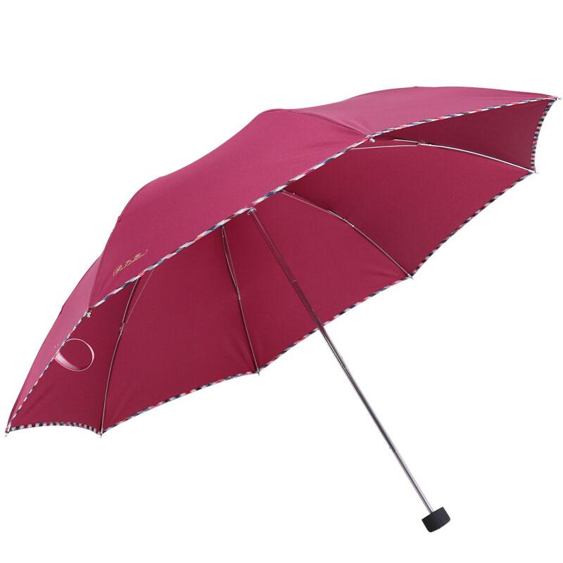 天堂伞，307E 晴雨伞藏青折叠加大雨伞拒水一甩干商务伞 57cm*8k 酱红
