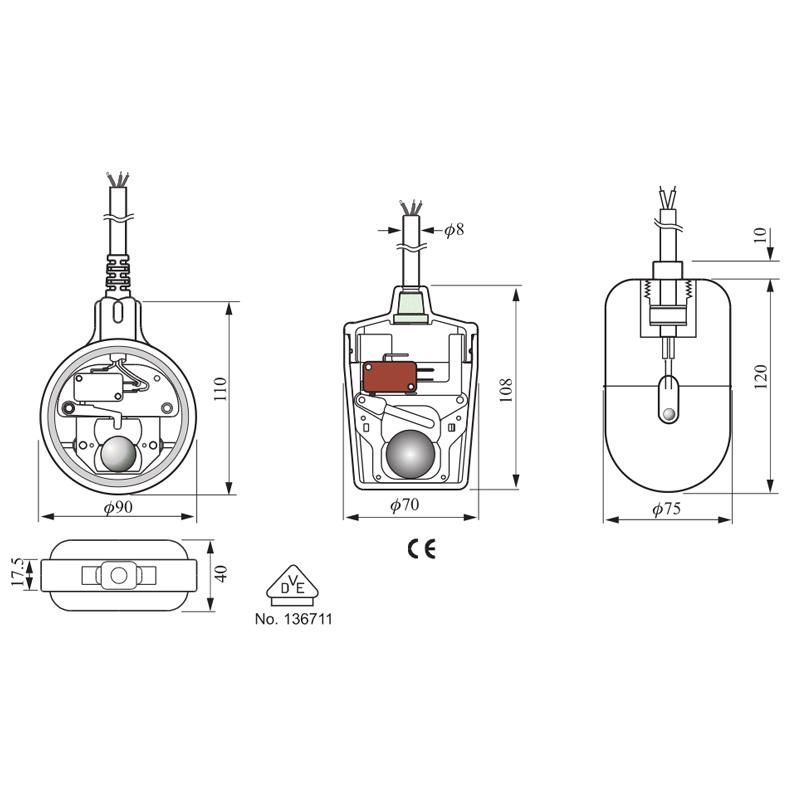 麦克 浮球开关，MBBC5C5-5 5球5米量程 带固定法兰