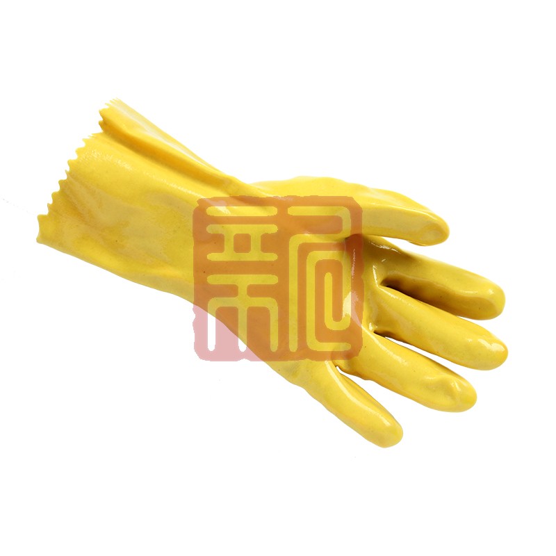 千禧龙028黄棉毛浸塑手套(28cm)