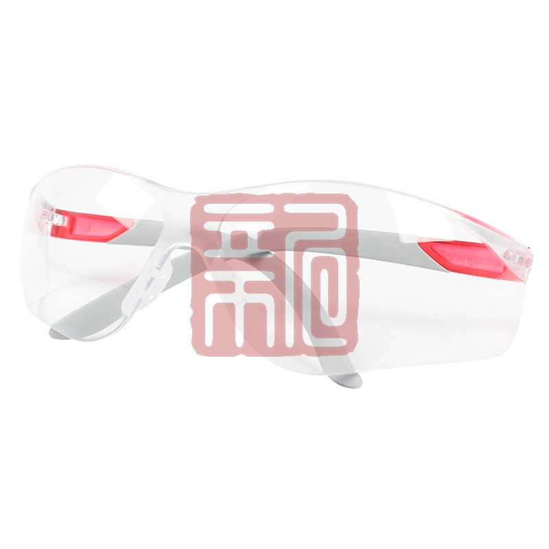 霍尼韦尔S300L 300300通用款灰红色镜架 透明镜片 防雾防刮擦眼镜女士款-红色