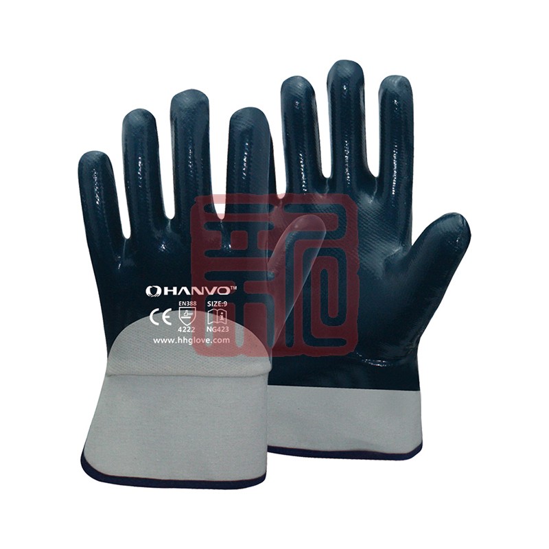 恒辉NG423 棉手套芯3/4浸蓝丁腈光面手套-8
