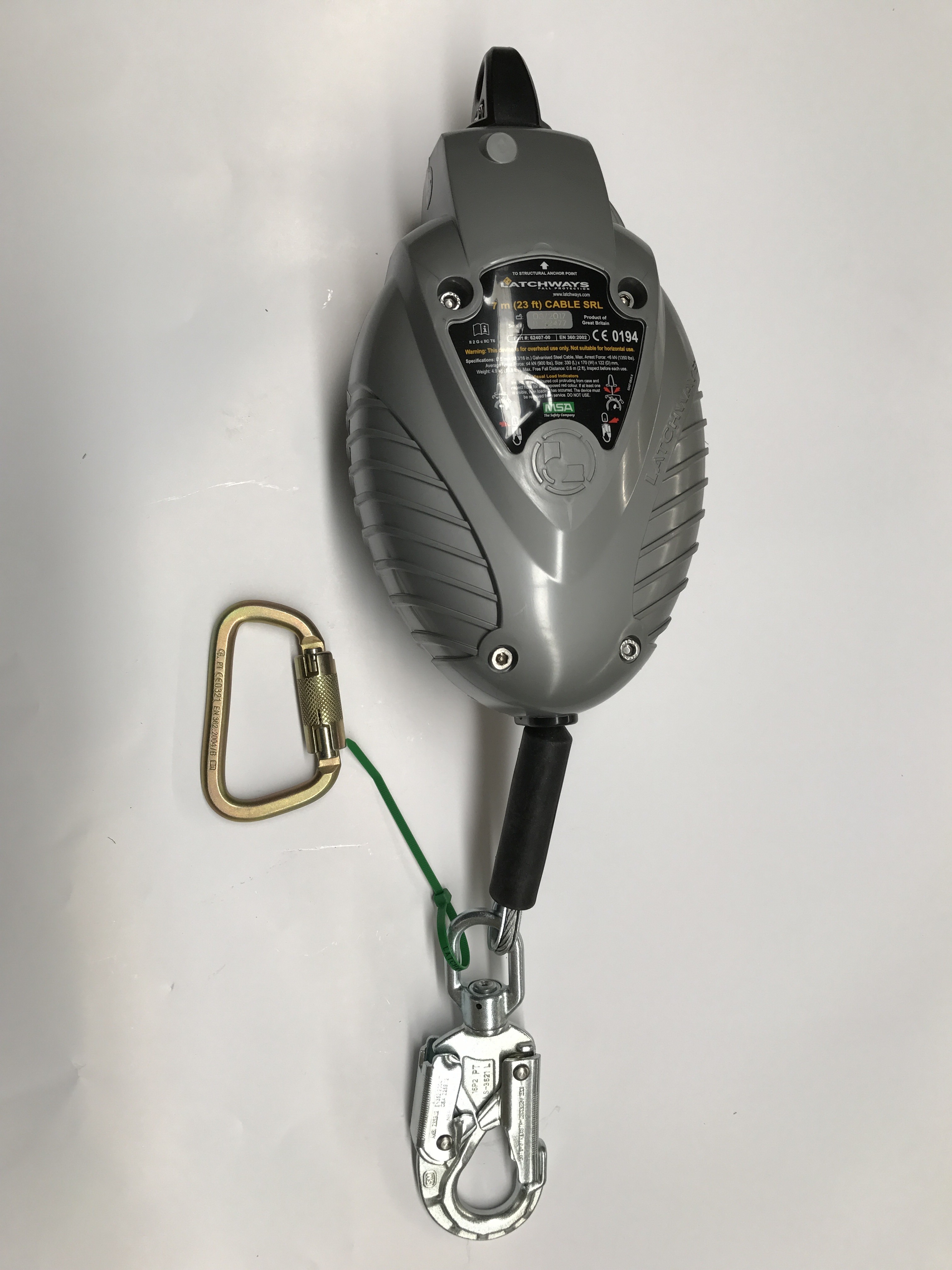 梅思安62407-00uk 标准型速差器(7米镀锌钢缆)