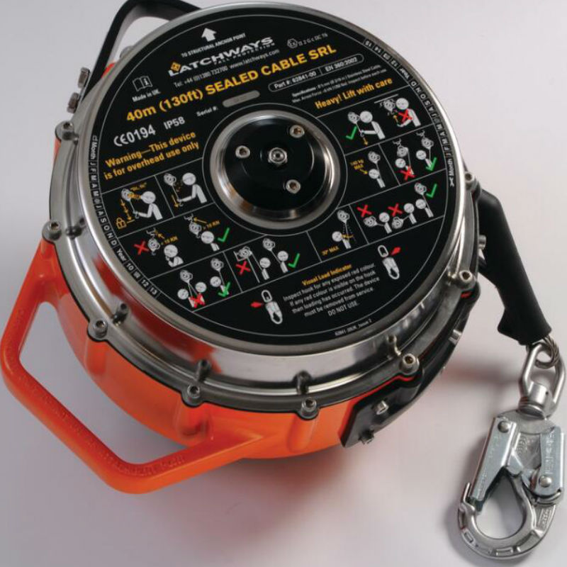 梅思安62826-00cn 密封式速差自控器 25米长不锈钢钢缆(中文标签)