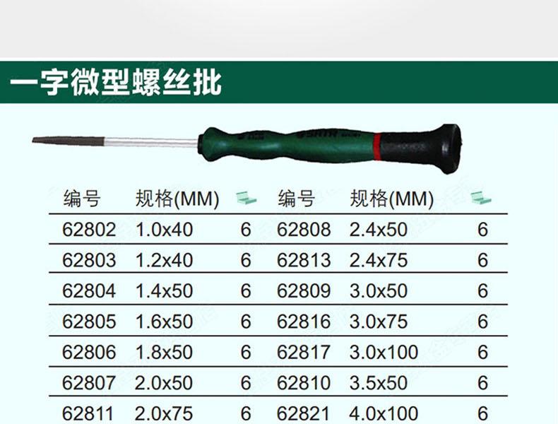 世达 62804一字微型螺丝批1.4*40MM