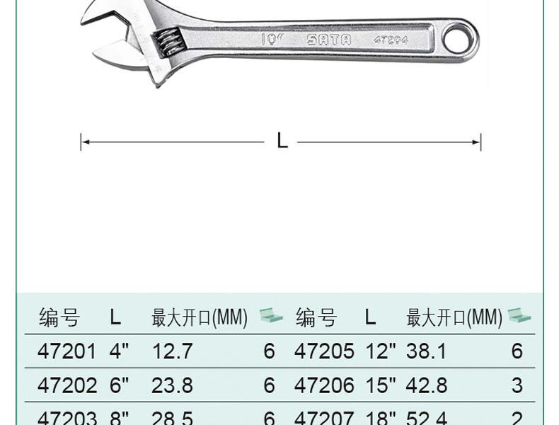世达47204活动扳手10寸