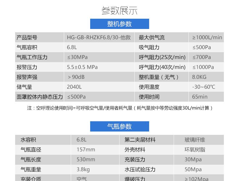 海固 HG-GB-RHZKF6.8/30 自给开路式压缩空气呼吸器（6.8L-他救款）-6.8L