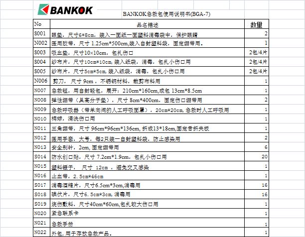 BANKOK/邦高 BGA-7急救包