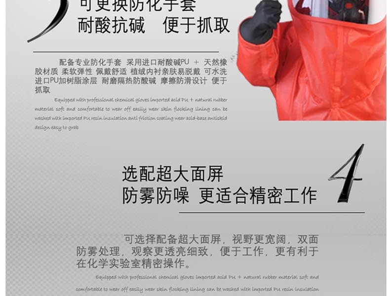 海安特RHF-I-H-A 重型全封闭内置防化服-43码（红色）