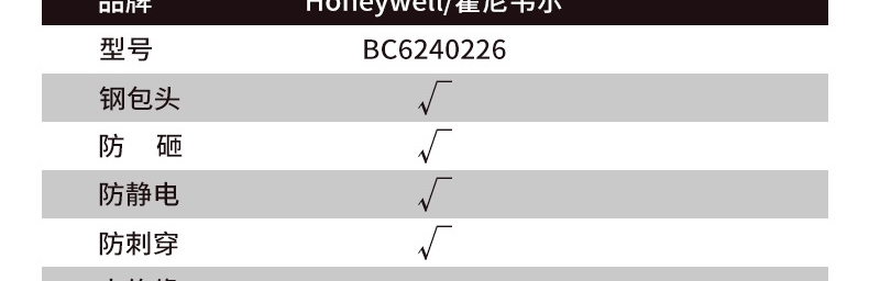 霍尼韦尔BC6240226-35保护足趾/防刺穿/防静电安全鞋-35