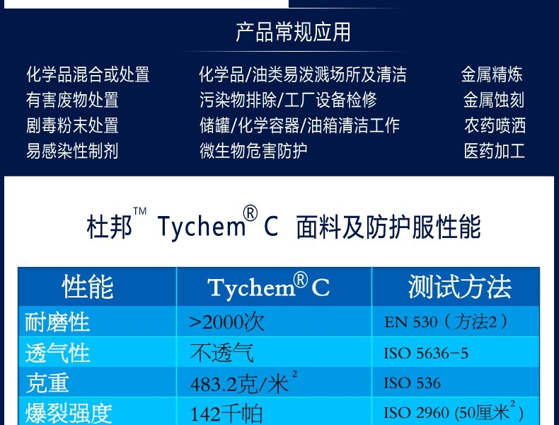 杜邦Tychem C防护服S（型号升级为Tychem2000型）