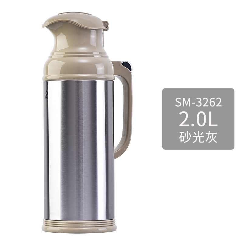 清水 SM-3632砂光灰不锈钢热水瓶（2000ml玻璃内胆）
