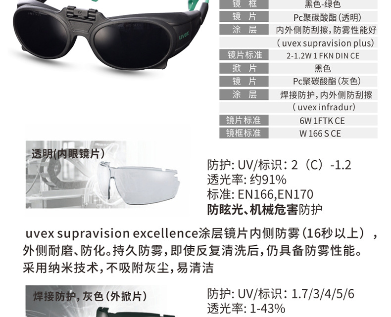 优唯斯9104043掀片式焊接防护眼镜