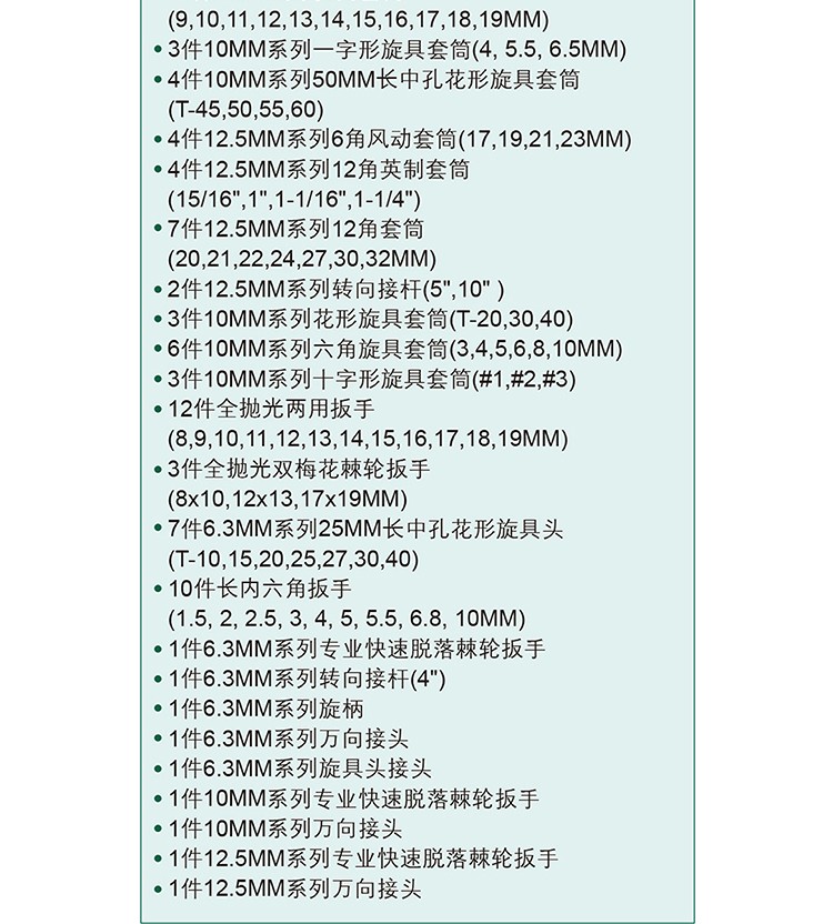 世达9510 150件6.3x10x12.5MM系列综合组套