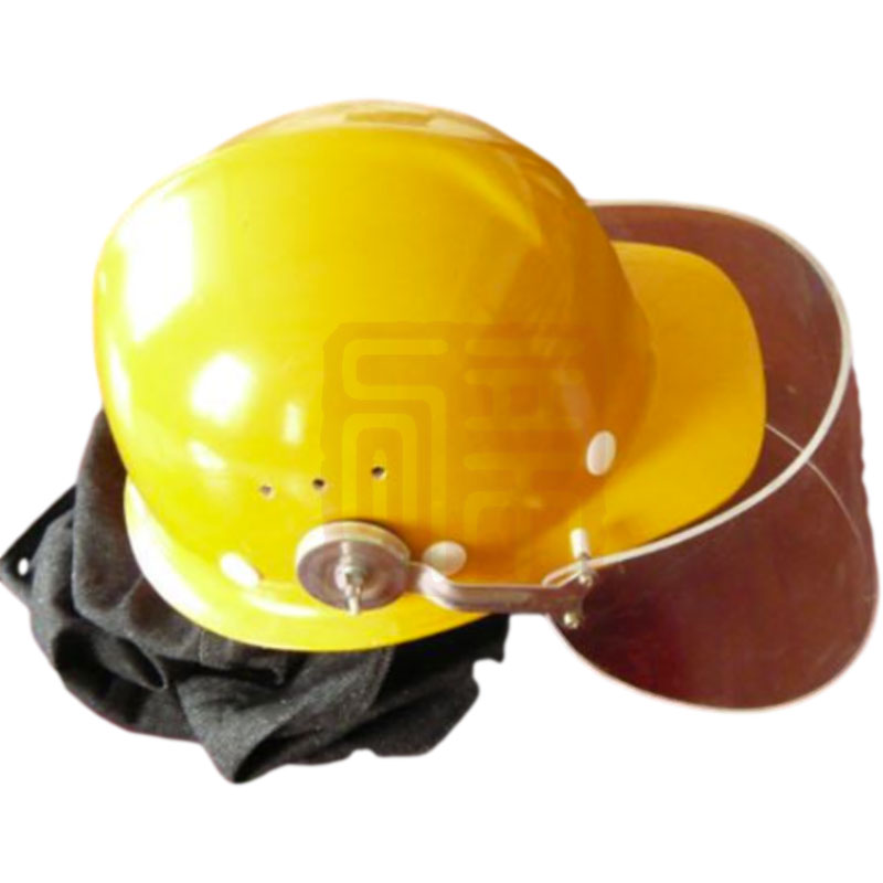 ANYE/桉叶 AY9806冶炼安全帽玻璃钢材质带有机玻璃面屏（带披肩）-黄色