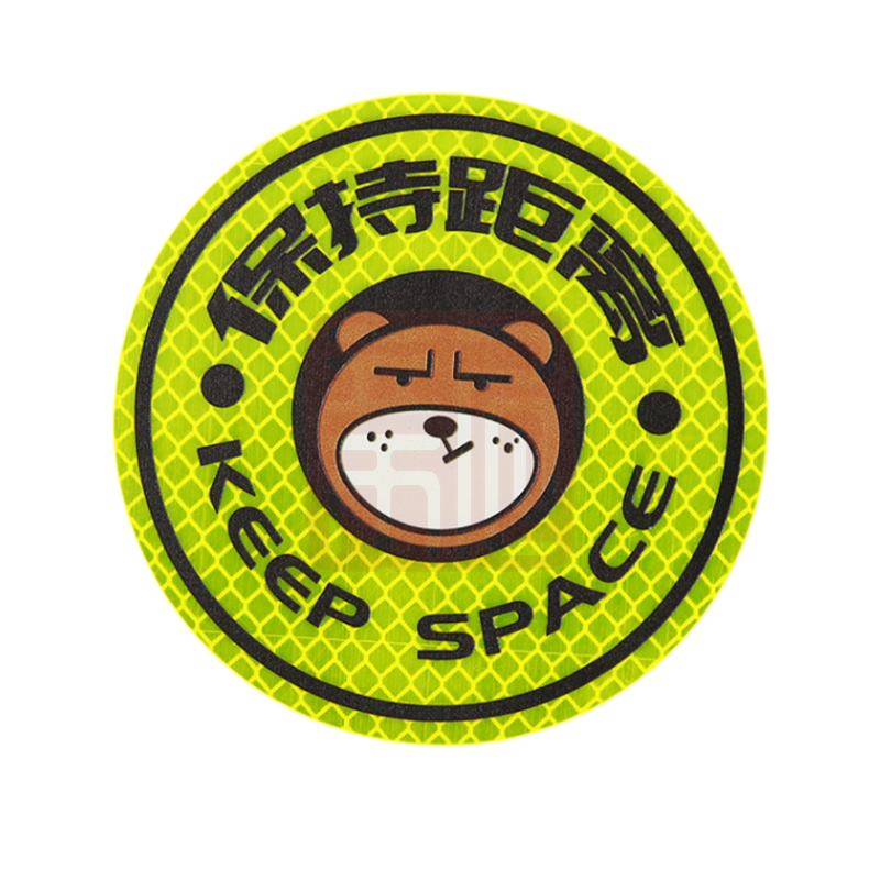 3M钻石级卡通反光贴荧光黄色坚强熊-保持距离 直径100mm - 3M