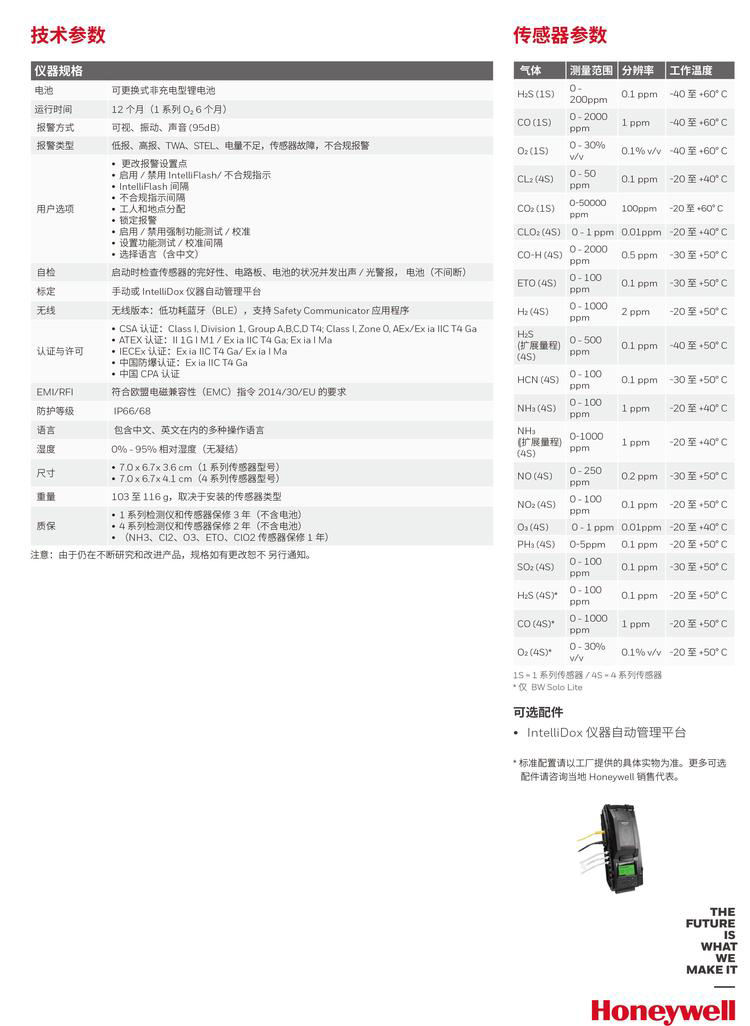 霍尼韦尔 BW SOLO-H2S 便携式 硫化氢气体检测仪