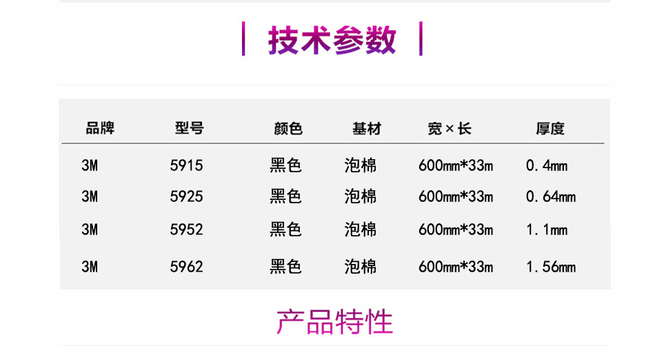 3M 5915 VHB胶带-23 IN*36YD