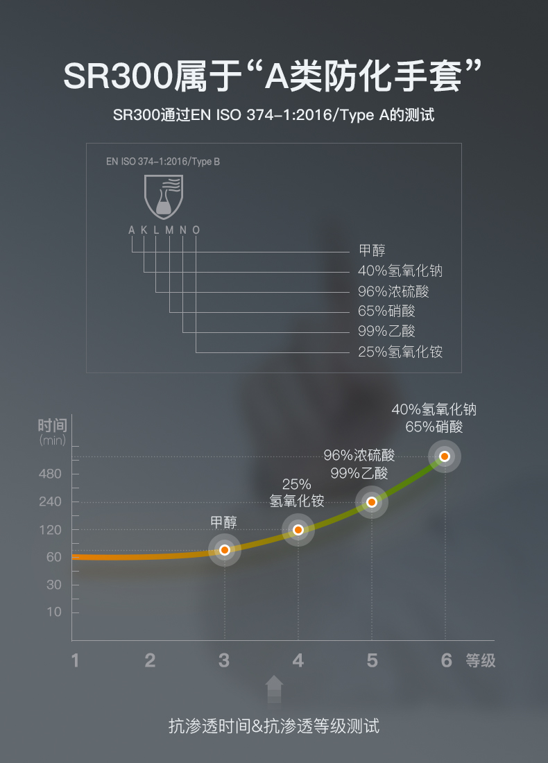 兰浪 SR300氯丁橡胶防化手套-M