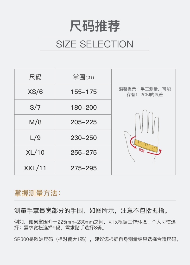 兰浪 SR300氯丁橡胶防化手套-M