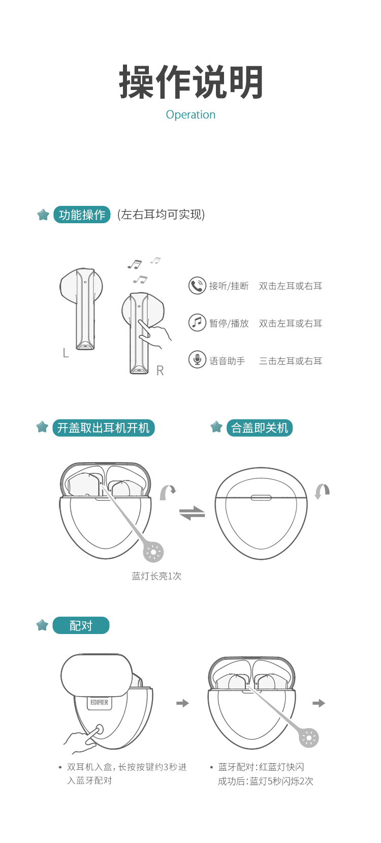 漫步者 声迈X6 真无线蓝牙耳机 迷你TWS音乐运动手机耳机 通用苹果安卓手机 黑色