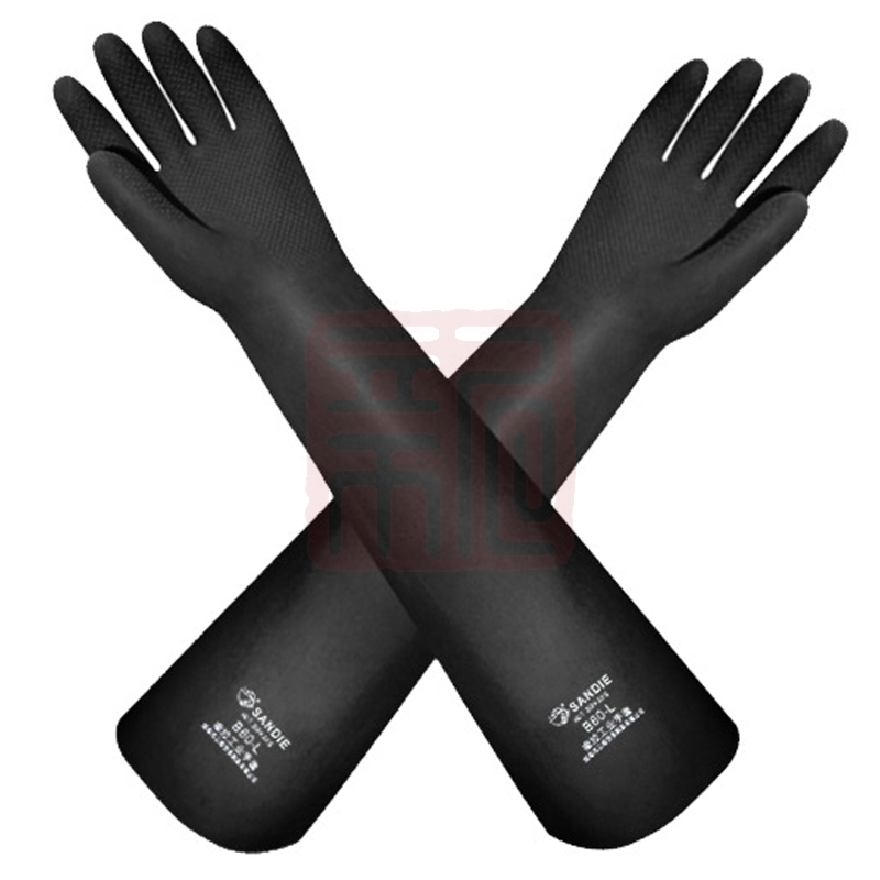 三蝶 B型工业耐酸碱手套黑色(加厚型)-31cm