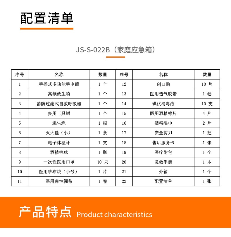 科洛 JS-S-022B家庭应急箱