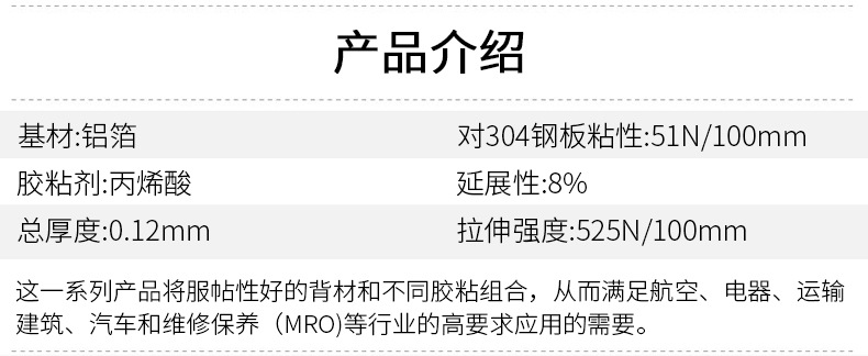 3M 427铝箔胶带-12IN*60YD