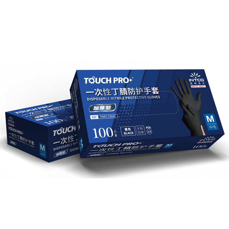 英科 TNPC1004 Touch Pro+一次性丁腈防护手套黑色加厚型（5.0g）