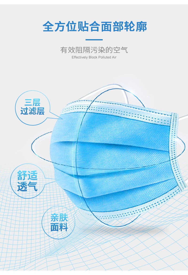 塞莫诗-FMBL01 一次性使用医用口罩 蓝色（独立包装）