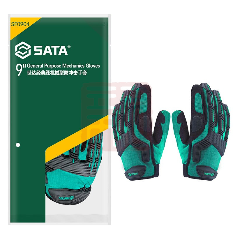 世达-SF0904经典绿机械型防冲击手套-9码 - 世达