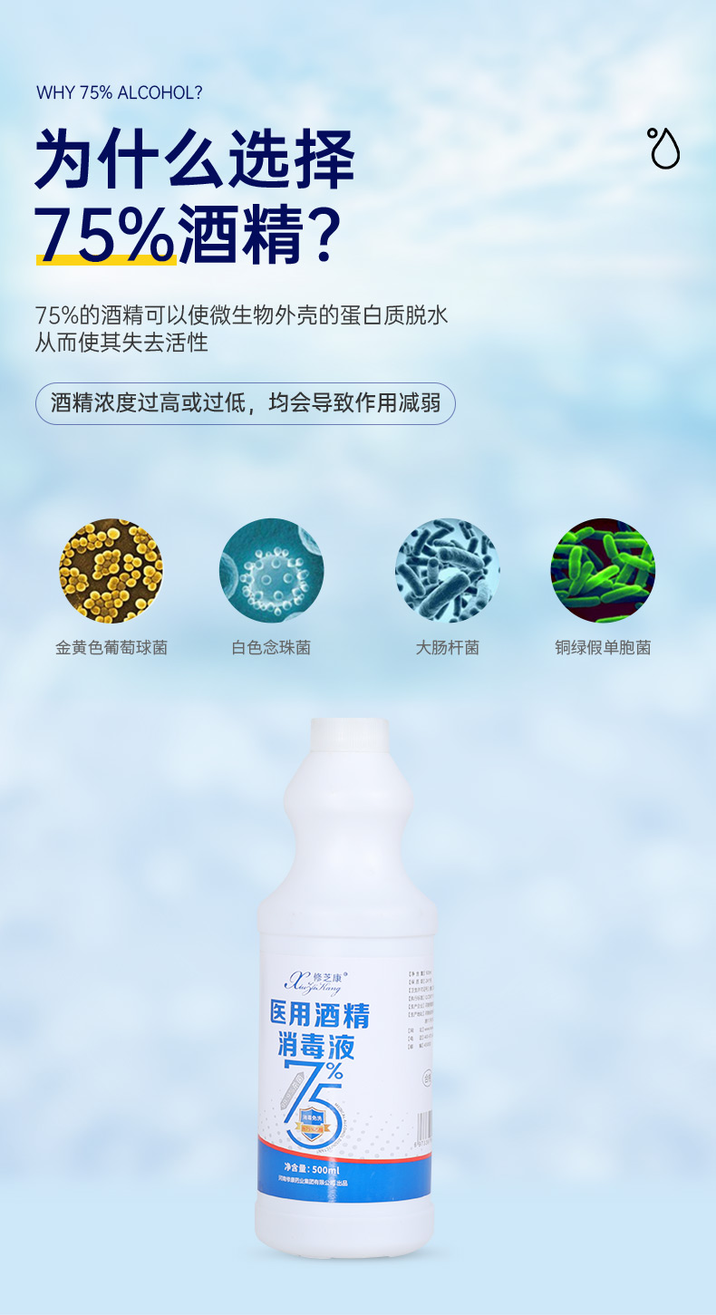 修芝康 医用75%酒精消毒液-500ml