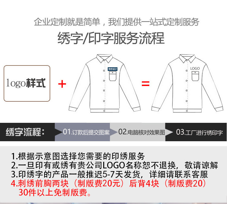 君御JY-9901夏季薄款全工艺涤棉细斜纹短袖工作服套装藏蓝色-S