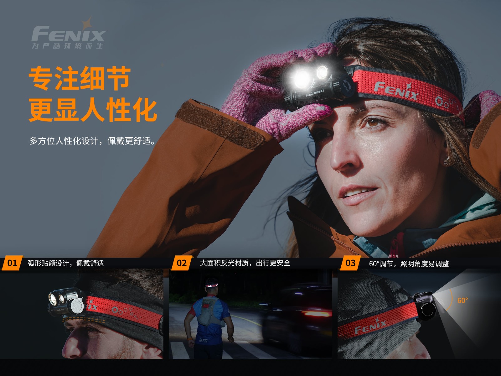 菲尼克斯（Fenix）HM65R-T 高亮度 长续航 越野跑头灯