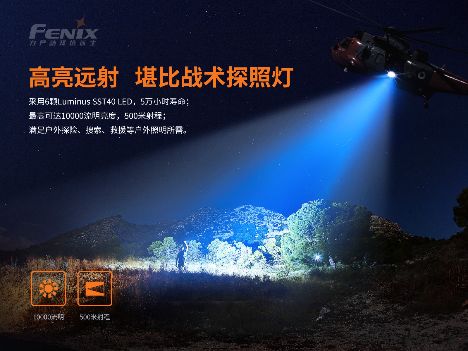 菲尼克斯（Fenix）LR35R 超高亮 搜索救援手电