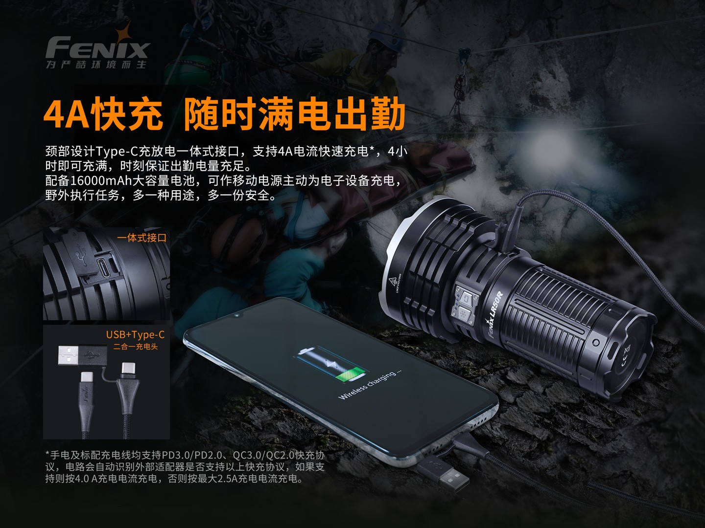 菲尼克斯（Fenix）LR50R 超高亮 多功能 搜索手电