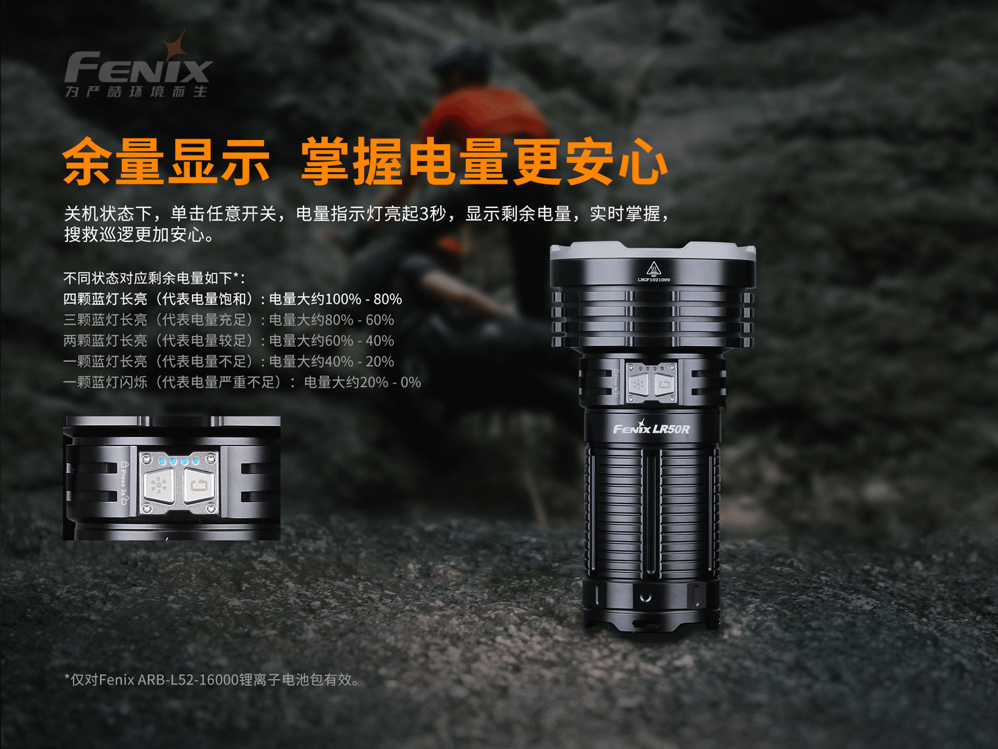 菲尼克斯（Fenix）LR50R 超高亮 多功能 搜索手电