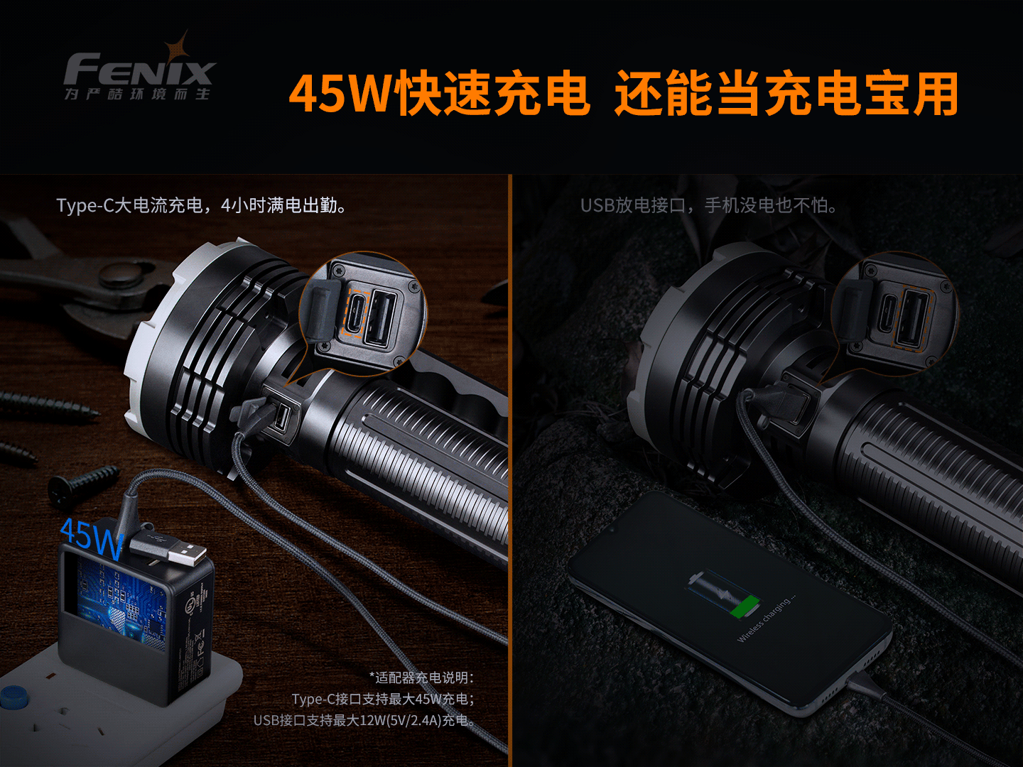 菲尼克斯（Fenix）LR80R 超高亮 手提式搜索手电