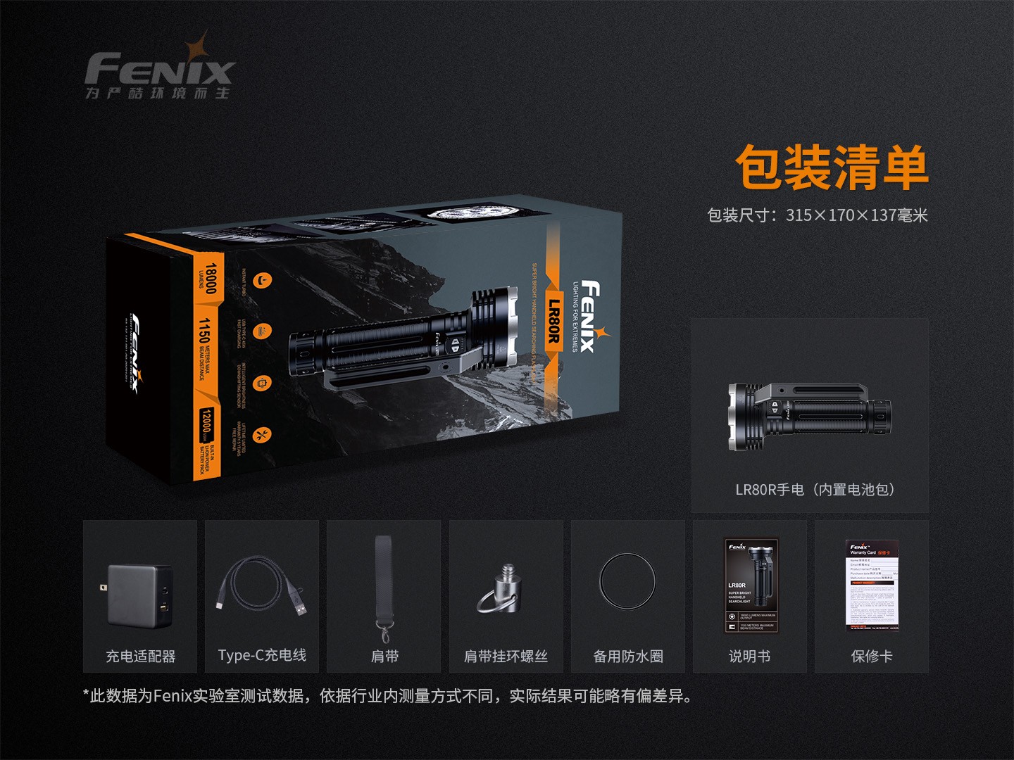 菲尼克斯（Fenix）LR80R 超高亮 手提式搜索手电