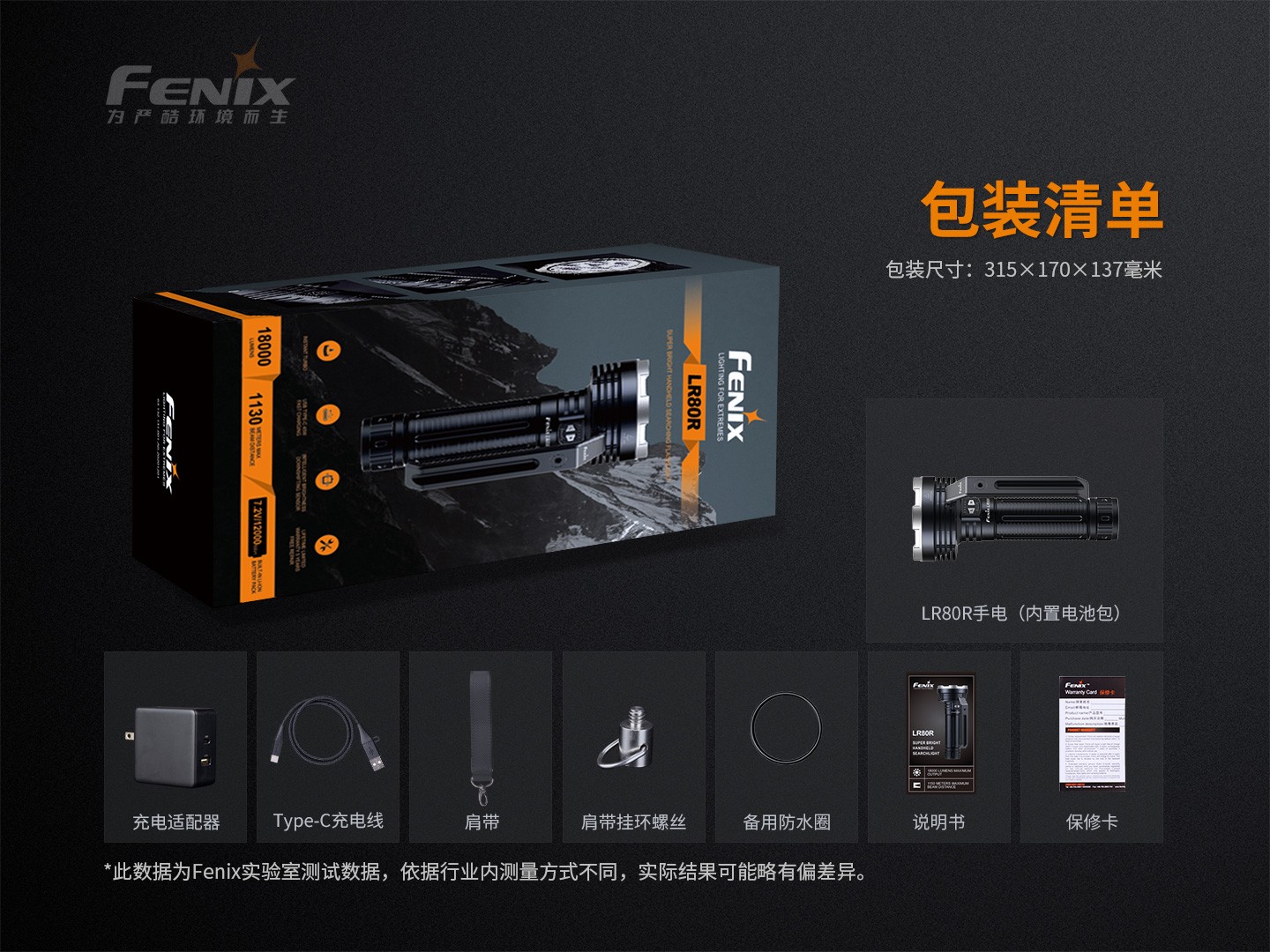 菲尼克斯（Fenix）LR80R 超高亮 手提式搜索手电