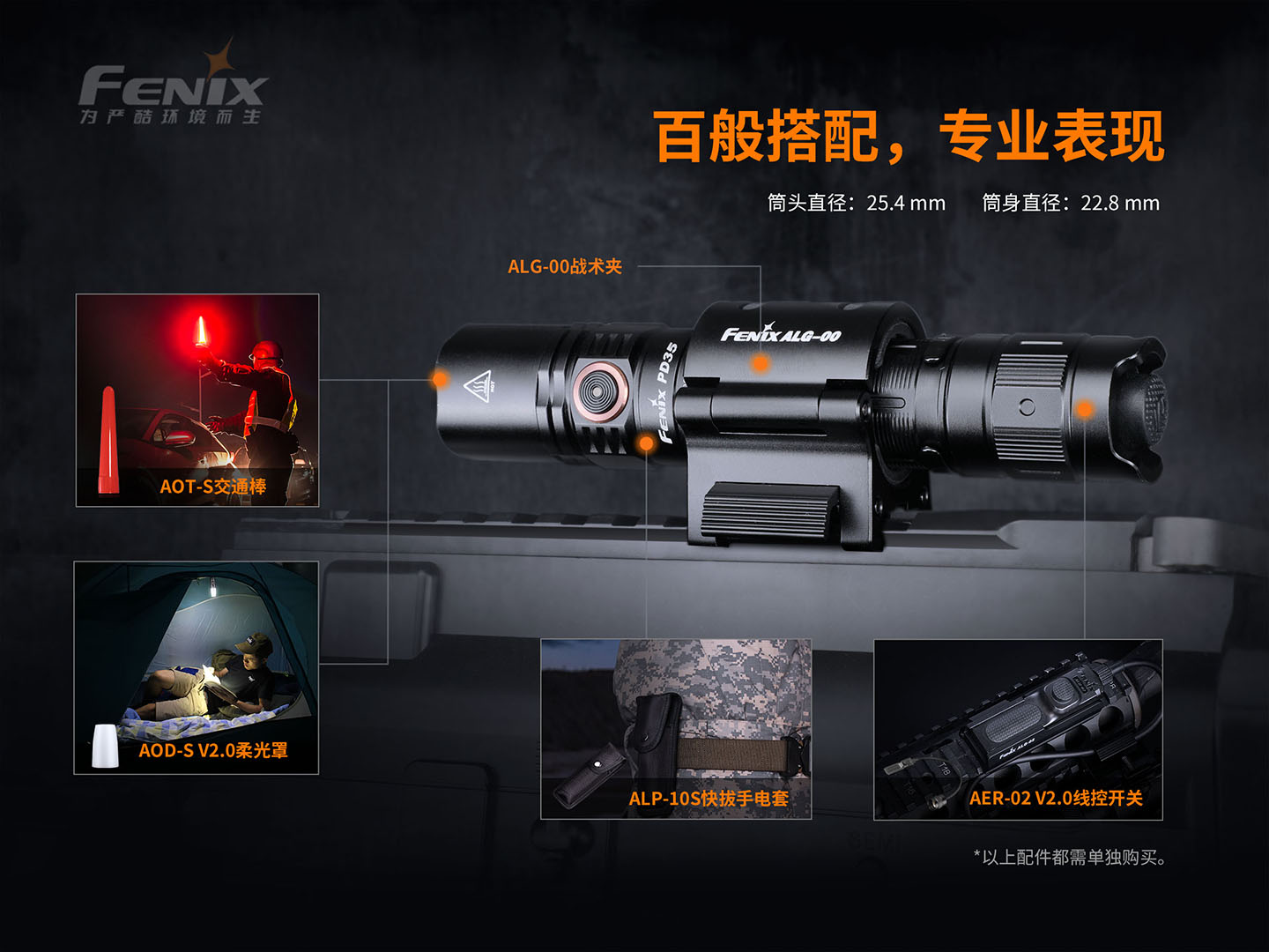 菲尼克斯（Fenix）PD35 V3.0 新世代 战术小直筒手电