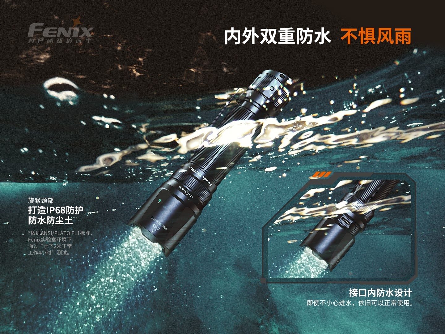 菲尼克斯（Fenix）TK20R V2.0 充电式 双尾按战术手电