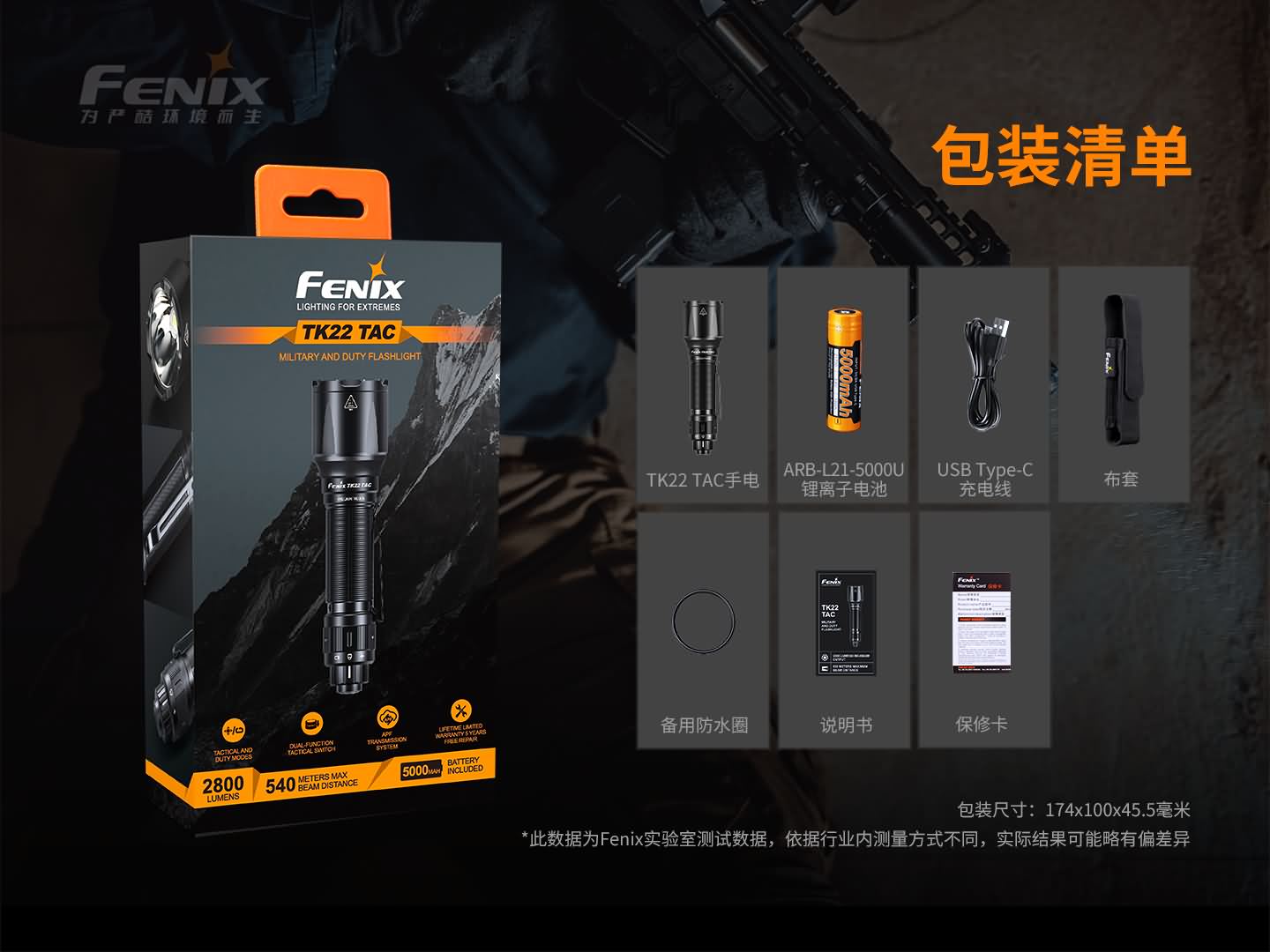 菲尼克斯（Fenix）TK22 TAC 警用勤务 便携式手电
